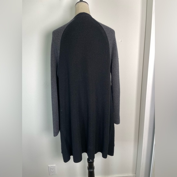 Eileen Fisher Extra Fine Merino Wool Cardigan Sweater Black Gray Size M Longline - Picture 7 of 12
